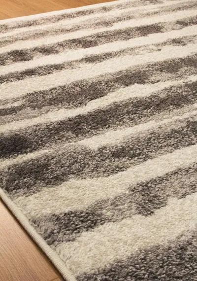 8 x 11 X-Large White and Grey Striped Area Rug - Focus