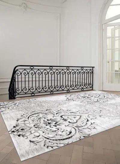 3 x 5 Small Elegant White and Gray Area Rug - Platinum