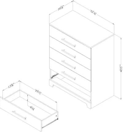 Rustic Oak Chest of Drawers - South Shore