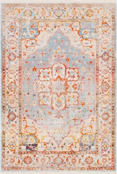 3 x 5 Small Transitional Gray and Orange Area Rug - Ephesians