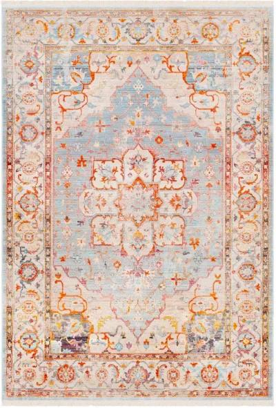 5 x 8 Medium Transitional Gray and Orange Area Rug - Ephesians