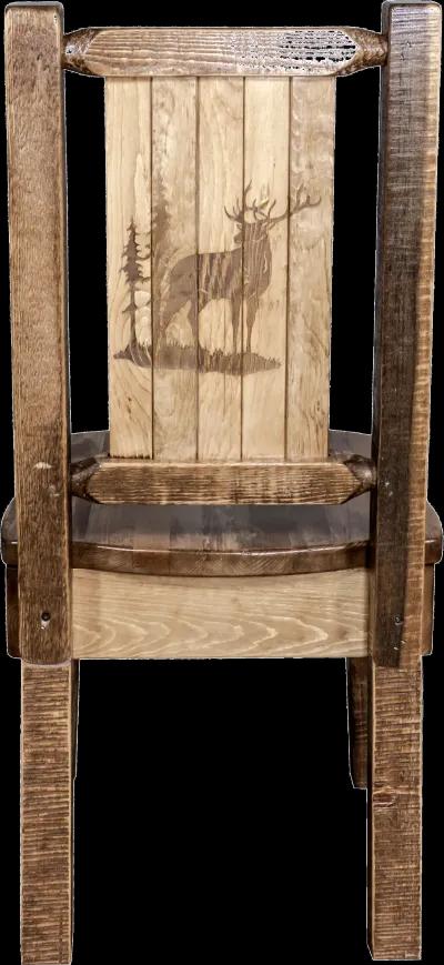 Rustic Laser Engraved Elk Dining Chair - Homestead