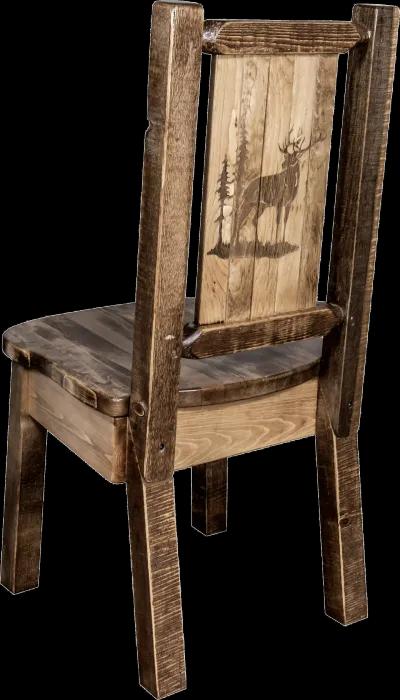 Rustic Laser Engraved Elk Dining Chair - Homestead