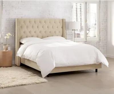 Riley Velvet Pearl Flared Wingback California King Bed - Skyline...