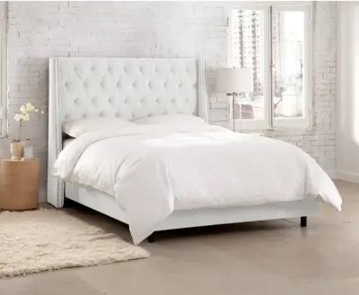 Riley Velvet White Flared Wingback King Bed - Skyline Furniture