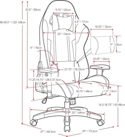 Workspace Black and White Gaming Desk Chair