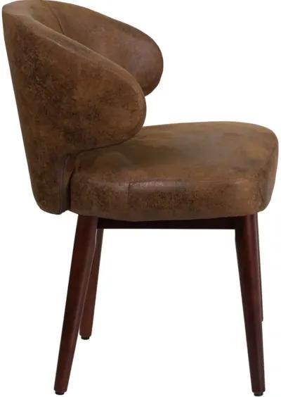 Small Vintage Brown Microfiber Accent Chair