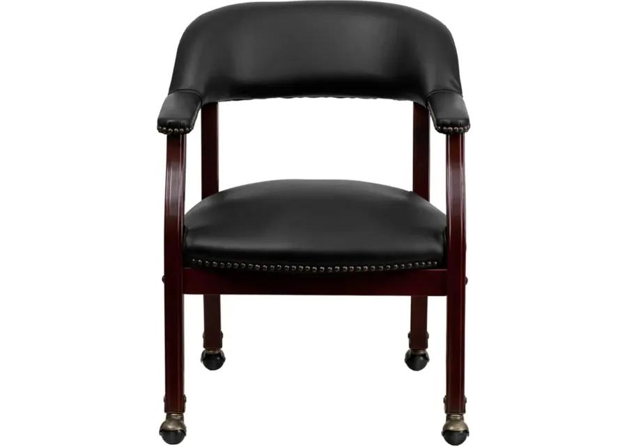 Black Vinyl Accent Chair with Casters