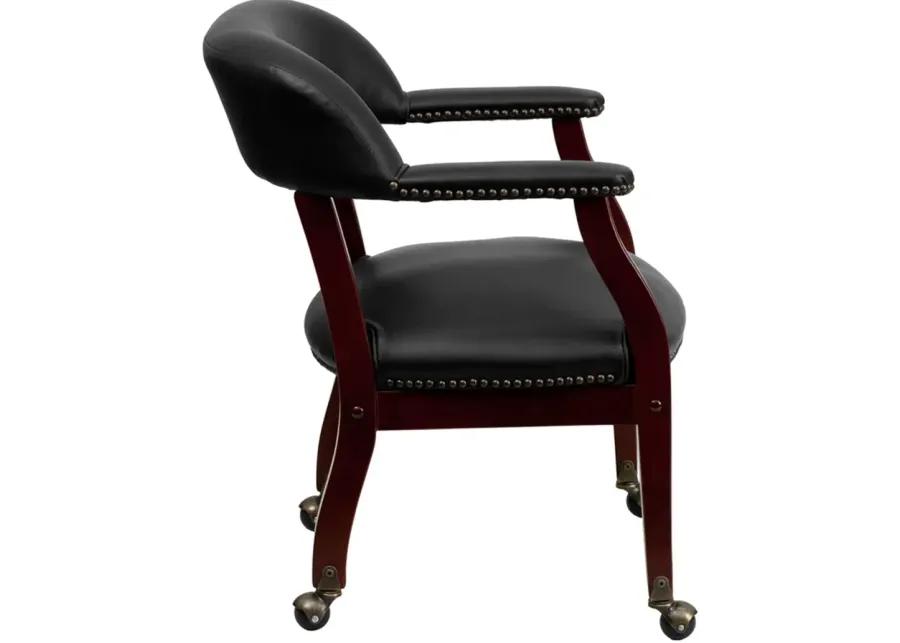 Black Vinyl Accent Chair with Casters