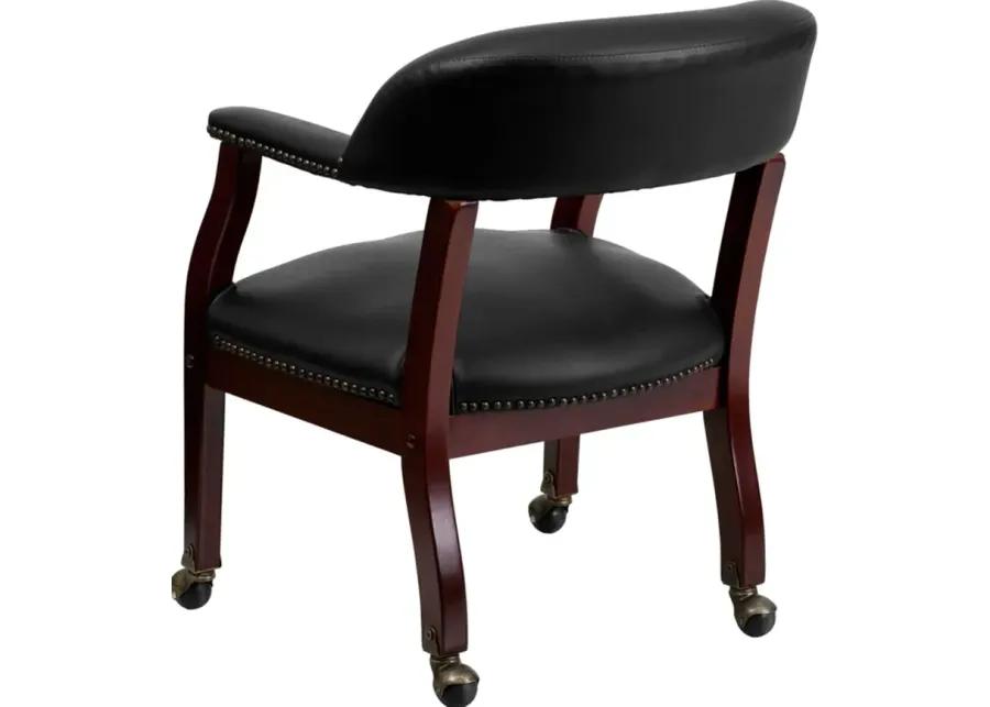 Black Vinyl Accent Chair with Casters