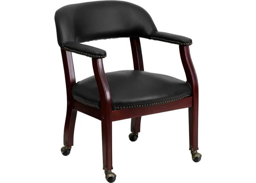 Black Vinyl Accent Chair with Casters