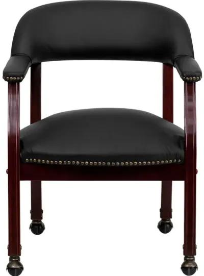 Black Leather Accent Chair with Casters