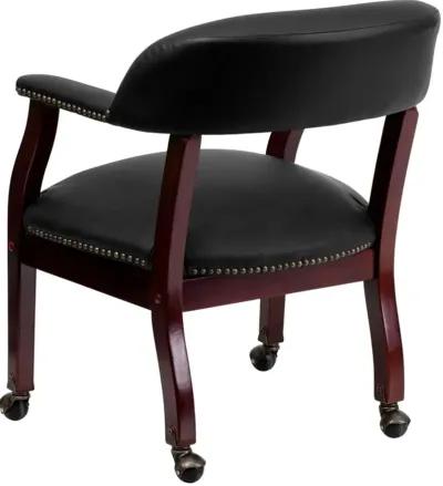 Black Leather Accent Chair with Casters