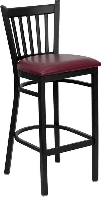 Hercules Burgundy and Black Metal Bar Stool