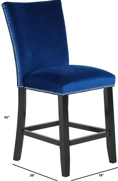 Camila Blue Velvet Counter Height Stool