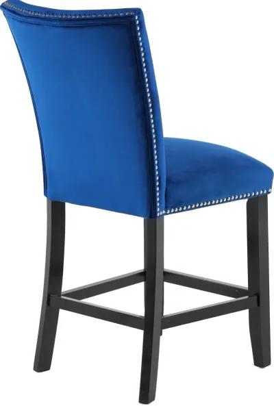 Camila Blue Velvet Counter Height Stool