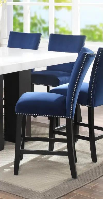 Camila Blue Velvet Counter Height Stool