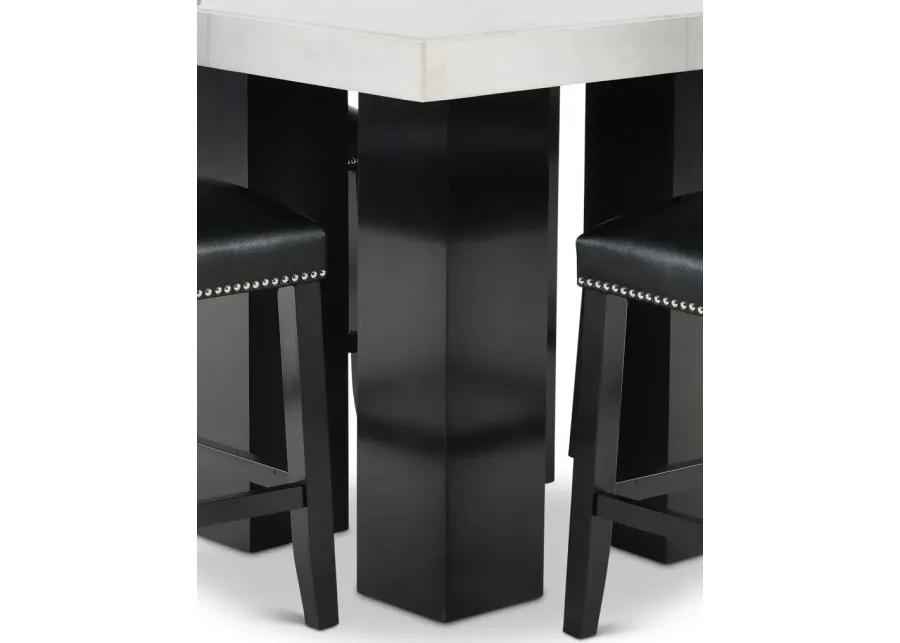 Camila Marble and Black 5 Piece Counter Height Dining Set