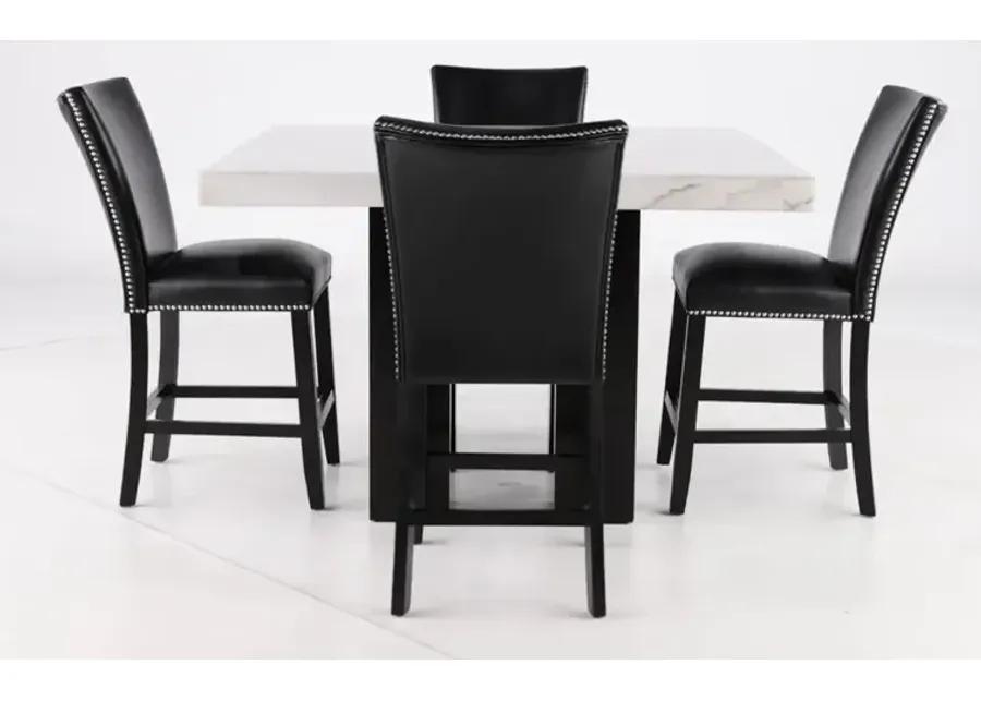 Camila Marble and Black 5 Piece Counter Height Dining Set