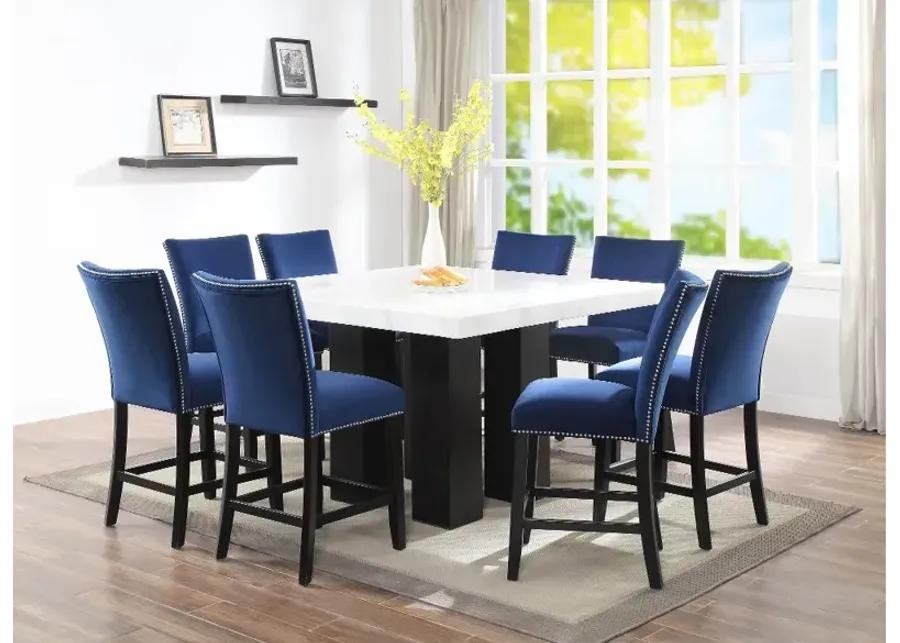 Camila Marble and Blue 5 Piece Counter Height Dining Set