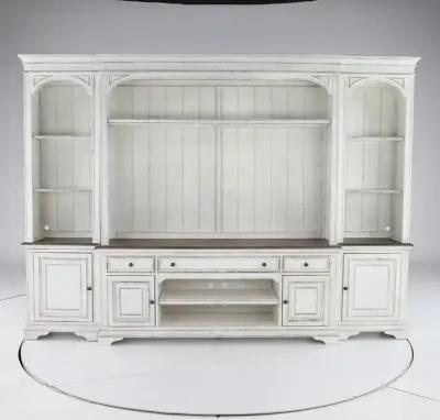 Magnolia Manor Antique White 4 Piece Entertainment Center