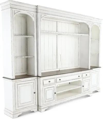 Magnolia Manor Antique White 4 Piece Entertainment Center