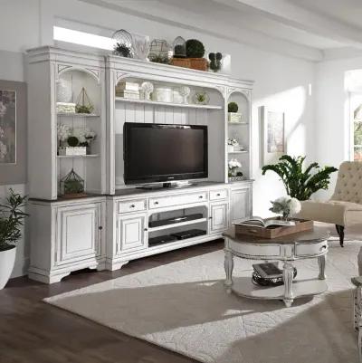 Magnolia Manor Antique White 4 Piece Entertainment Center