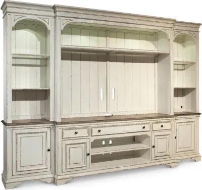 Magnolia Manor Antique White 4 Piece Entertainment Center