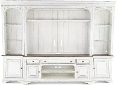 Magnolia Manor Antique White 4 Piece Entertainment Center