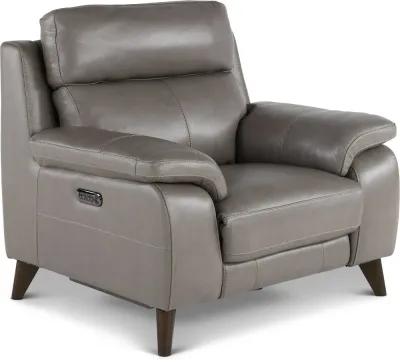 Venice Gray Leather-Match Power Recliner