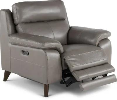 Venice Gray Leather-Match Power Recliner