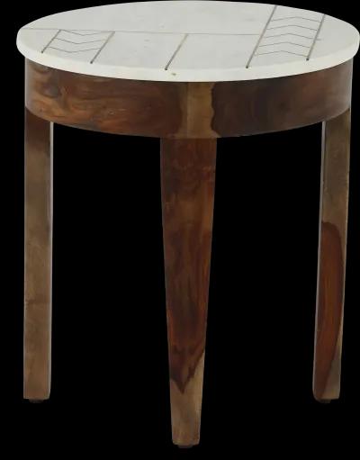 Marmoreal Brown and White Marble End Table