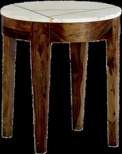 Marmoreal Brown and White Marble End Table