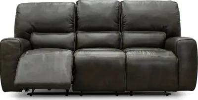 Madrid Charcoal Gray Leather-Match Triple Power Reclining Sofa