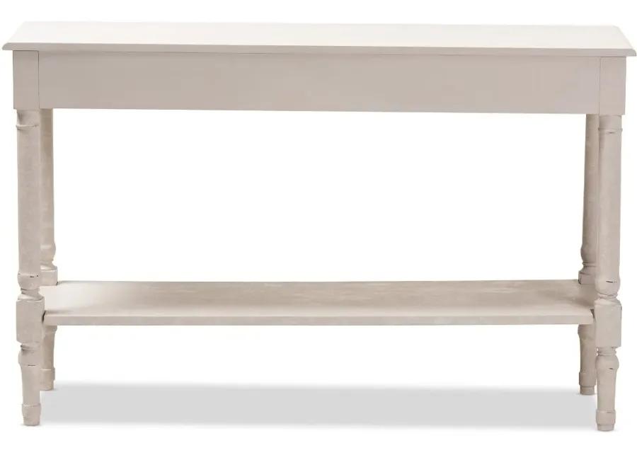 Country Cottage Whitewashed 1-Drawer Console Table - Ariella