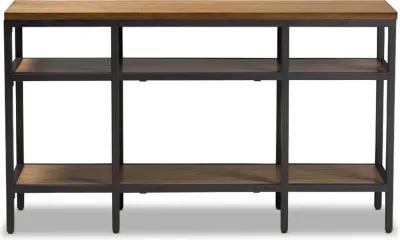 Rustic Industrial Brown and Black Console Table