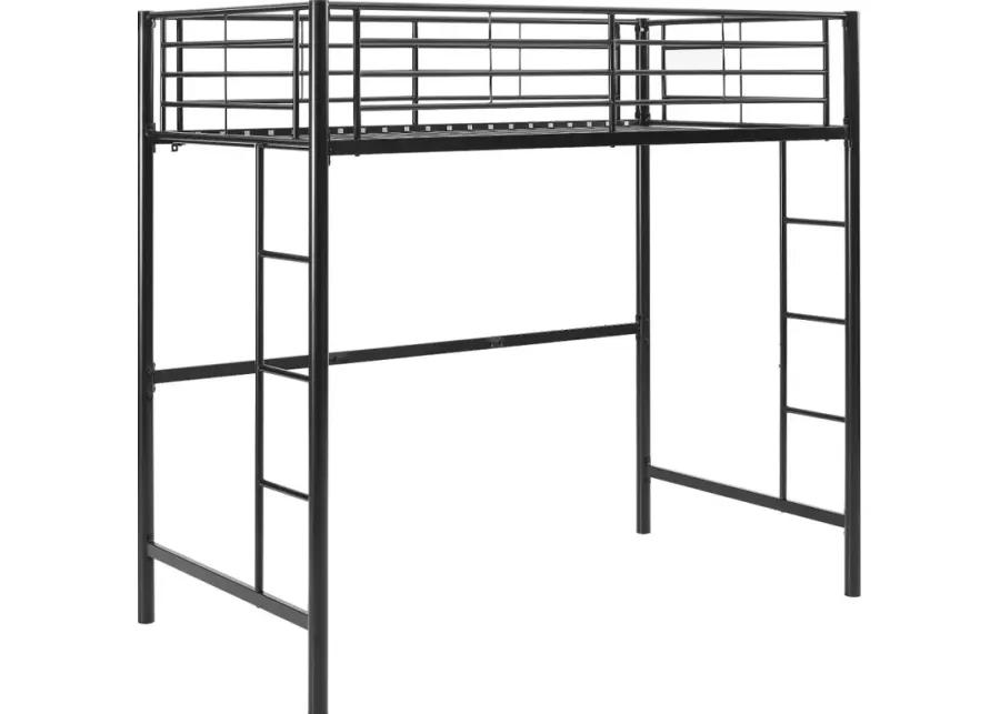 Premium Black Metal Twin Loft Bed - Walker Edison