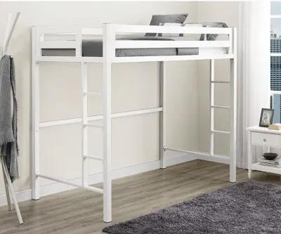 Bentley Premium Deluxe White Twin Metal Loft Bed - Walker Edison