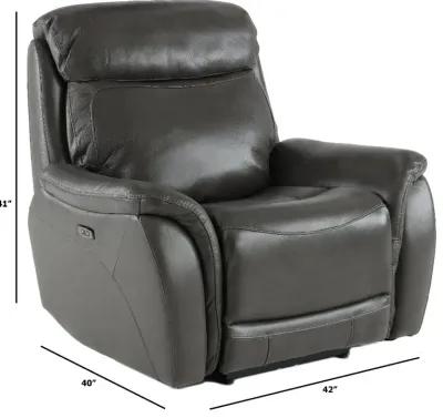 Happy-Happy Gray Leather-Match Power Recliner