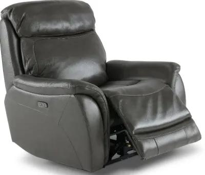 Happy-Happy Gray Leather-Match Power Recliner