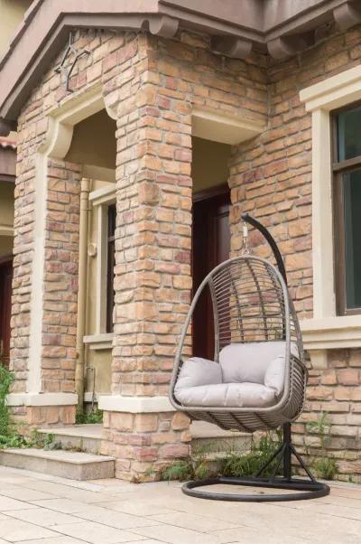 Metal Wicker Outdoor Hanging Chair with Cushion