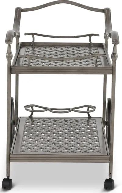 Macan Gray Metal Patio Tea Cart