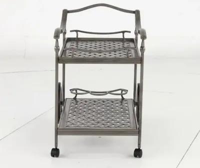 Macan Gray Metal Patio Tea Cart