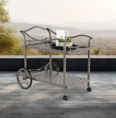 Macan Gray Metal Patio Tea Cart