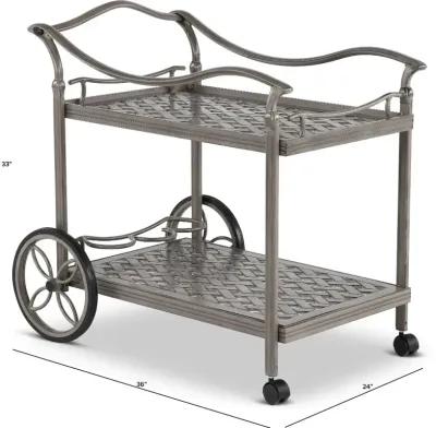 Macan Gray Metal Patio Tea Cart