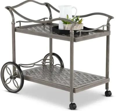 Macan Gray Metal Patio Tea Cart