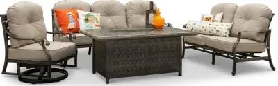 Macan Gray Metal Cast Patio Fire Pit Table