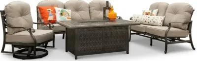 Macan Gray Metal Cast Patio Fire Pit Table