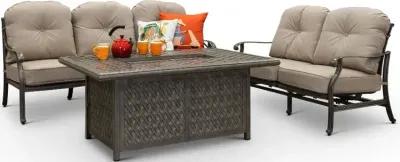 Macan Gray Metal Cast Patio Fire Pit Table