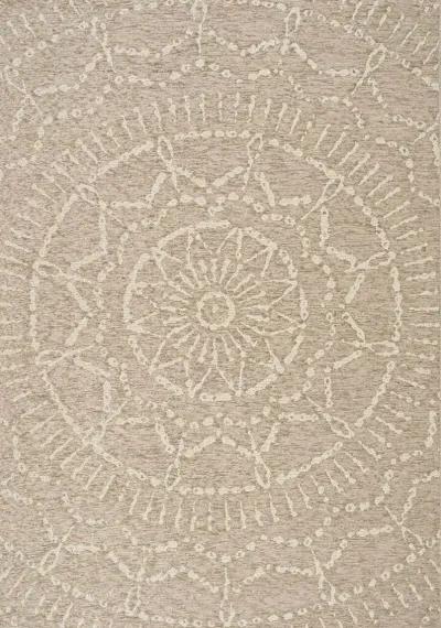 8 x 11 Large Beige and Cream Indoor-Outdoor Area Rug - Vista